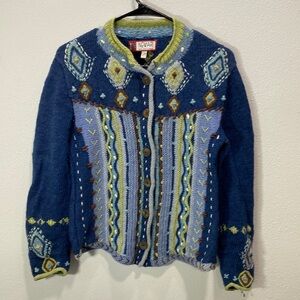 Newari colorful ribbed raised lusekofte sweater cardigan islandic design 3D knit